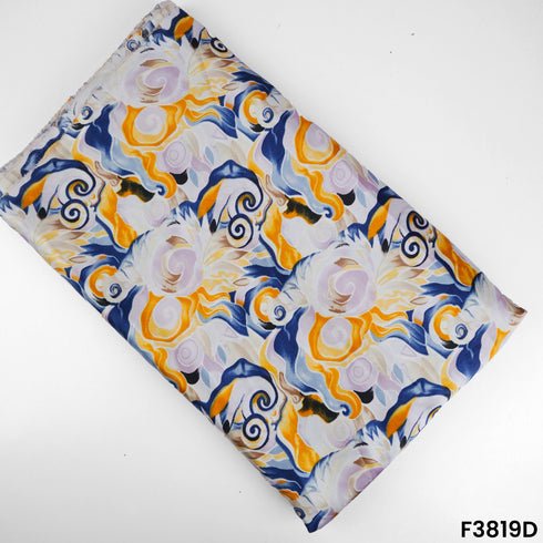Digital Print Japani Satin Fabric- F3819