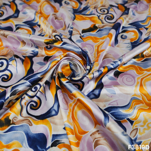 Digital Print Japani Satin Fabric- F3819