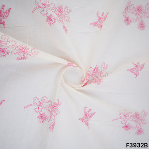 Thread Embroidered Mul Cotton Fabric- F3932