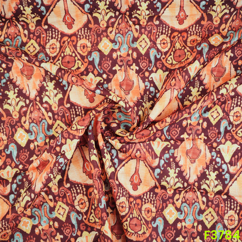 Patola Print Muslin Cotton Fabric- F3784
