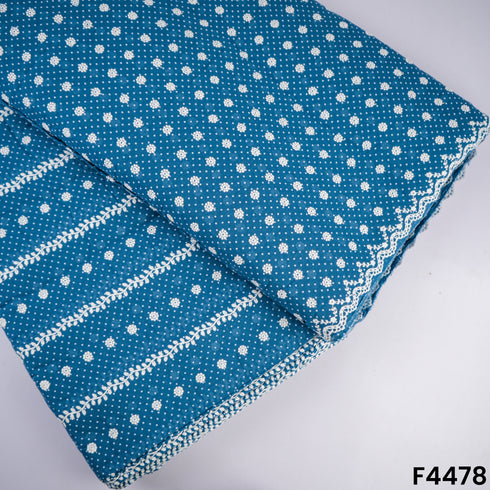 Thread Embroidered Cotton Fabric- F4478