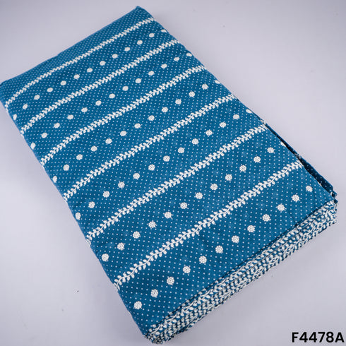 Thread Embroidered Cotton Fabric- F4478
