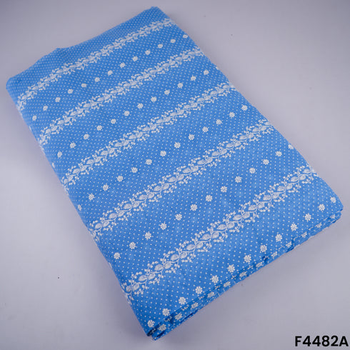 Thread Embroidered Cotton Fabric- F4482