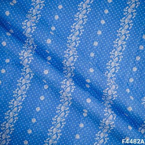 Thread Embroidered Cotton Fabric- F4482