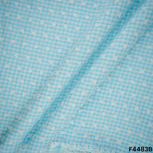 Check Thread Work Cotton Fabric- F4483