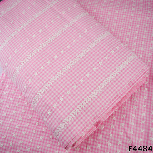 Check Thread Work Cotton Fabric- F4484