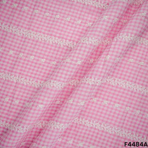 Check Thread Work Cotton Fabric- F4484