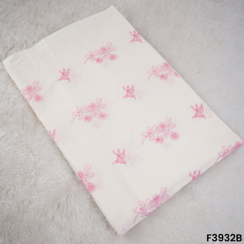 Thread Embroidered Mul Cotton Fabric- F3932