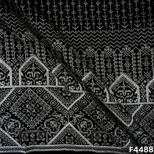 Embroidered Thread Sequins Velvet Fabric - F4488