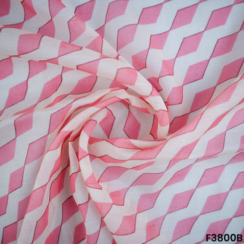 Digital Print Viscose Mul Chanderi Fabric- F3800