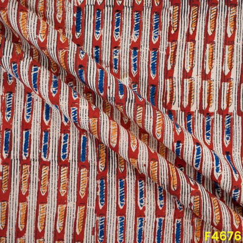 Block Print Handloom Cotton Fabric- F4676