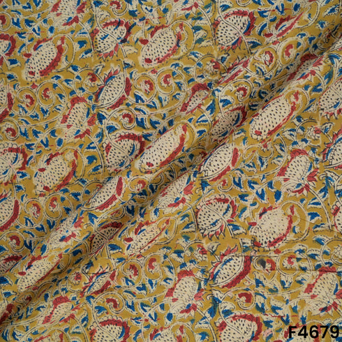 Kalamkari Print Handloom Cotton Fabric- F4679