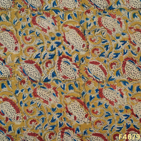 Kalamkari Print Handloom Cotton Fabric- F4679