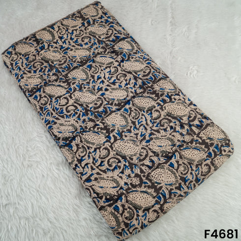 Kalamkari Print Hnadloom Cotton Fabric- F4681