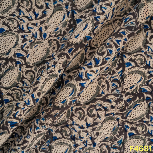 Kalamkari Print Hnadloom Cotton Fabric- F4681