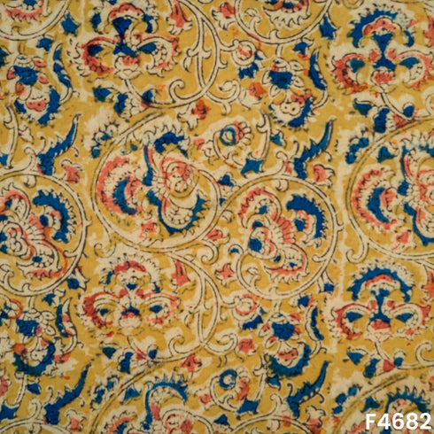 Kalamkari Print Hnadloom Cotton Fabric- F4682