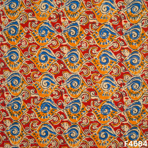 Kalamkari Print Cambric Cotton Fabric- F4684