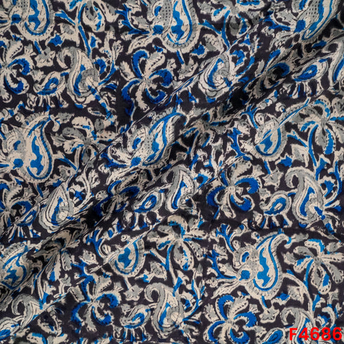 Kalamkari Print Handloom Cotton Fabric- F4686
