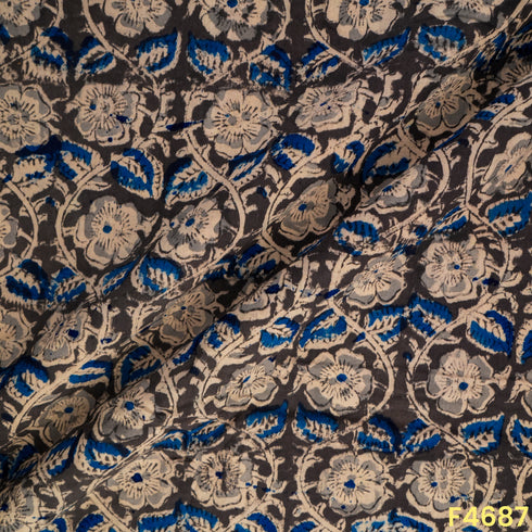 Kalamkari Print Handloom Cotton Fabric- F4687