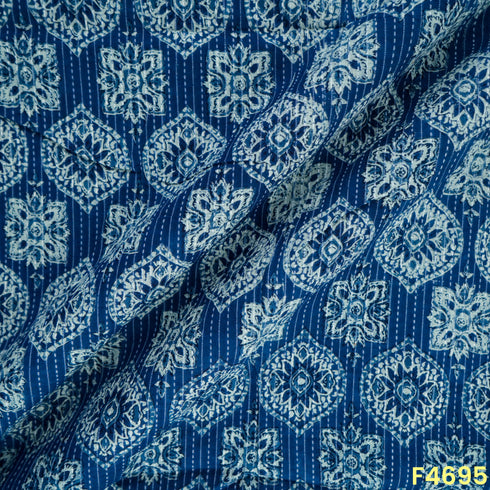 Printed Kantha Stich Cambric Cotton Fabric- F4695