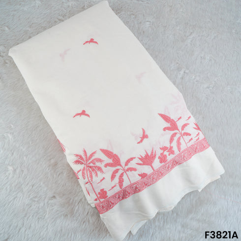 Thread Embroidered Kora Cotton Fabric- F3821