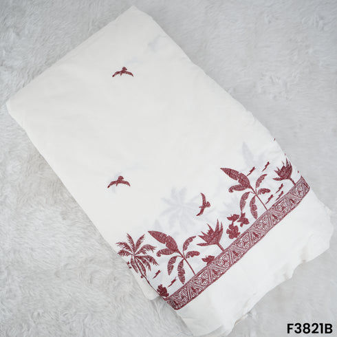 Thread Embroidered Kora Cotton Fabric- F3821