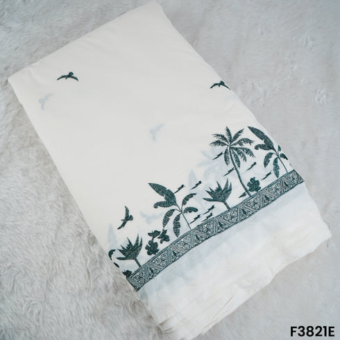 Thread Embroidered Kora Cotton Fabric- F3821