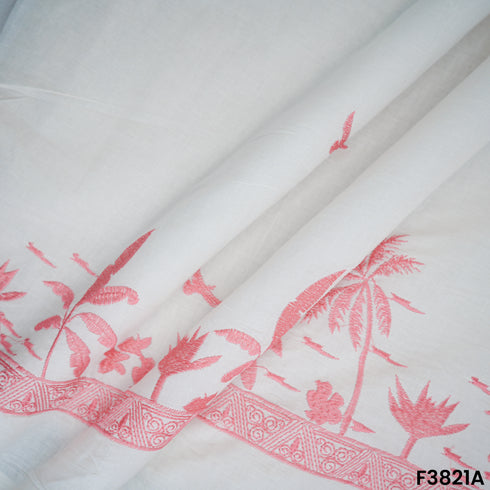 Thread Embroidered Kora Cotton Fabric- F3821