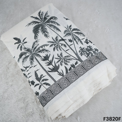 Thread Embroidered Kora Cotton Fabric- F3820