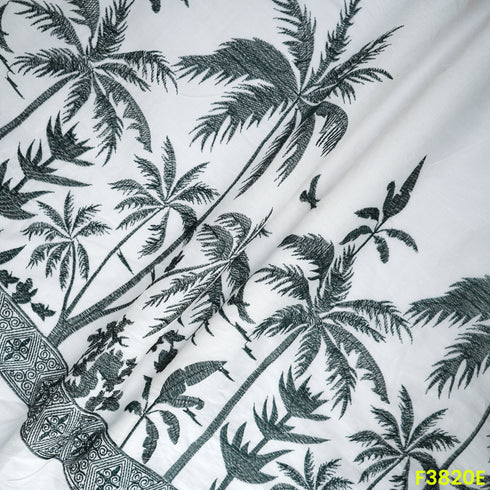 Thread Embroidered Kora Cotton Fabric- F3820