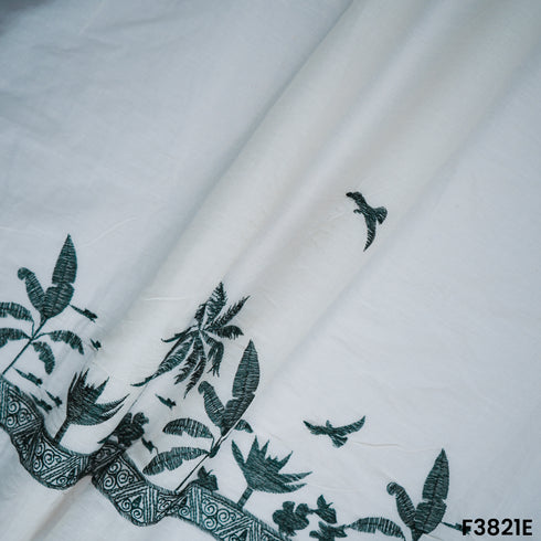 Thread Embroidered Kora Cotton Fabric- F3821