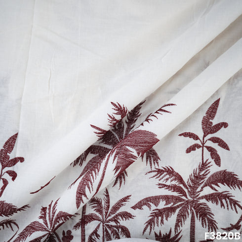Thread Embroidered Kora Cotton Fabric- F3820