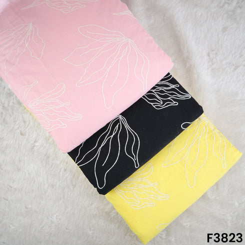Thread Embroidered Mul Cotton Fabric- F3823