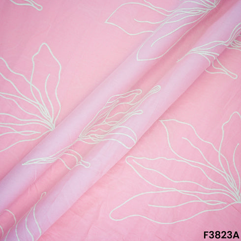 Thread Embroidered Mul Cotton Fabric- F3823
