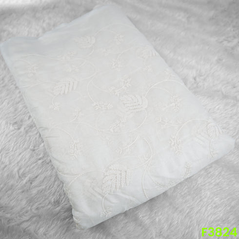 Thread Sequins Embroidered Mul Chanderi Fabric- F3824