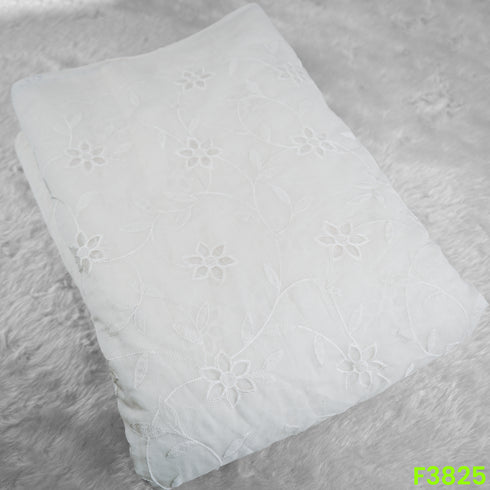 Thread Embroidered Cut Work Mul Chanderi Fabric- F3825