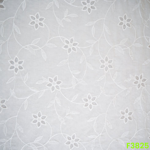 Thread Embroidered Cut Work Mul Chanderi Fabric- F3825