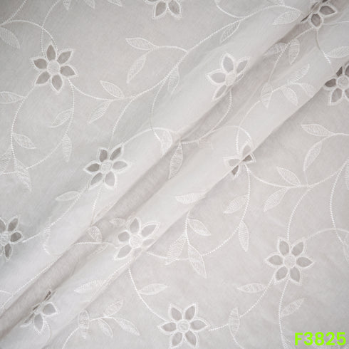 Thread Embroidered Cut Work Mul Chanderi Fabric- F3825