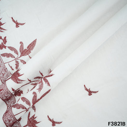 Thread Embroidered Kora Cotton Fabric- F3821