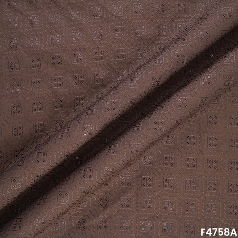 Thread Sequins Embroidered Modal Silk Fabric- F4758