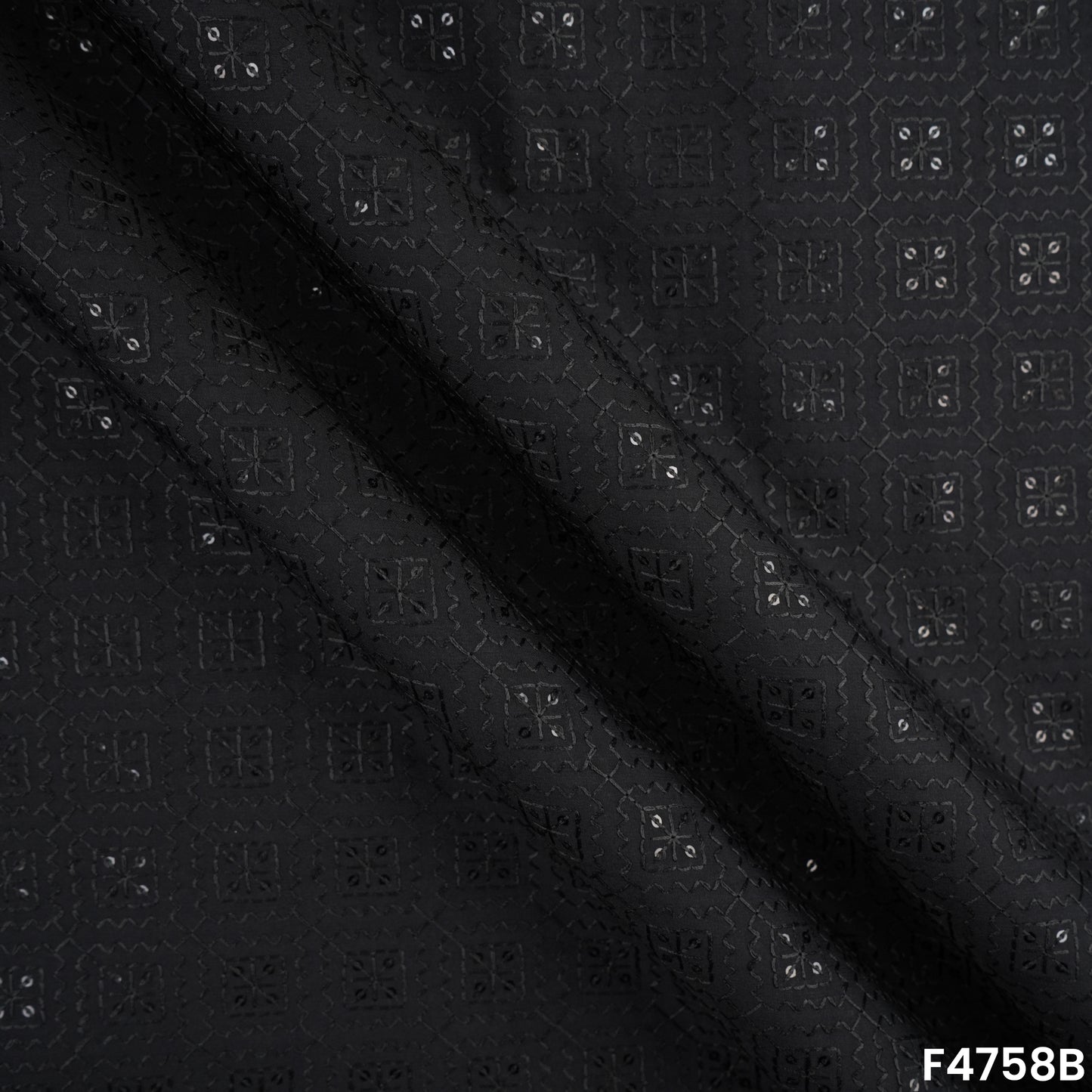 Thread Sequins Embroidered Modal Silk Fabric- F4758