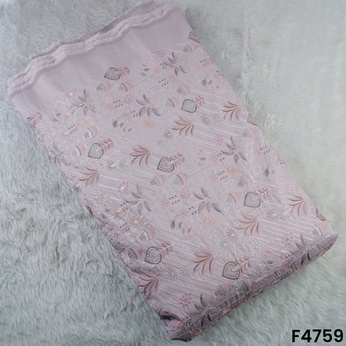 Thread Sequins Embroidered Cotton Silk Fabric- F4759