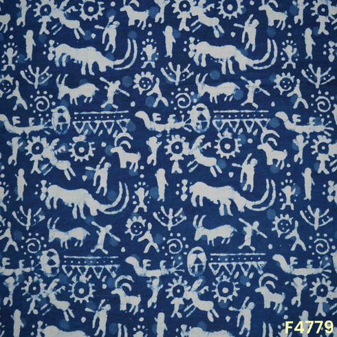 Indigo Print Cambric Cotton Fabric- F4779