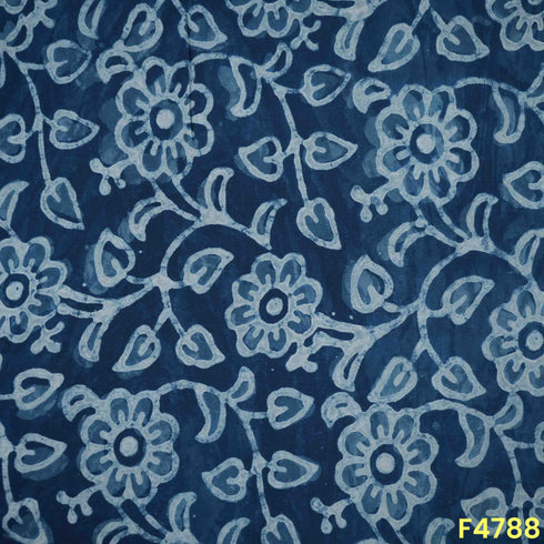 Flower Print Indigo Modal Cotton Fabric- F4788