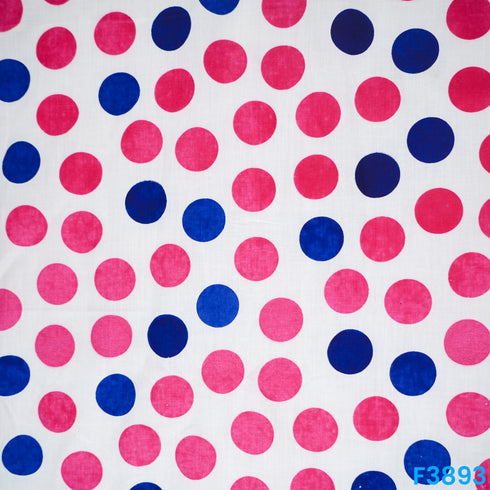 Polka Dot Print Cotton Fabric- F3893