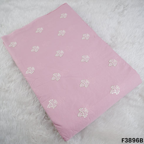 Thread Sequins Embroidered Cambric Cotton Fabric- F3896