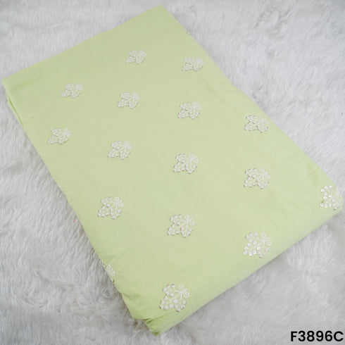 Thread Sequins Embroidered Cambric Cotton Fabric- F3896