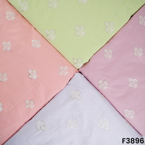 Thread Sequins Embroidered Cambric Cotton Fabric- F3896
