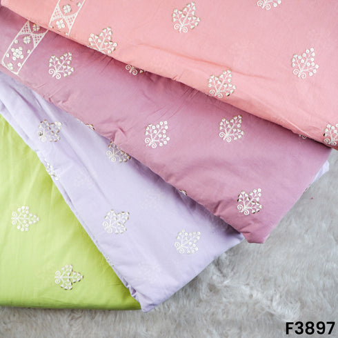 Thread Sequins Embroidered Cambric Cotton Fabric- F3897