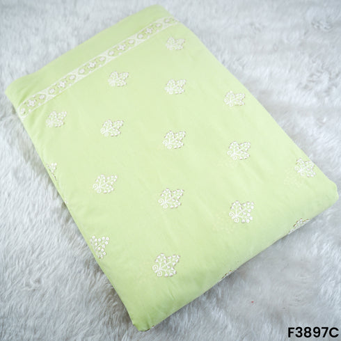 Thread Sequins Embroidered Cambric Cotton Fabric- F3897